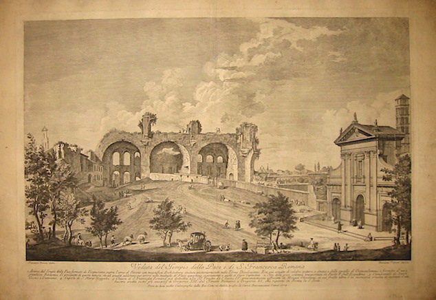 Volpato Giovanni (1735-1803) Veduta del Tempio della Pace e di S. Francesca Romana 1774 Roma 